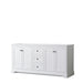 Wyndham Collection Avery 72 Inch Double Bathroom Vanity in White, No Countertop, No Sinks