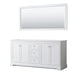 Wyndham Collection Avery 72 Inch Double Bathroom Vanity in White, No Countertop, No Sinks