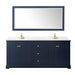 Wyndham Collection Avery 80 Inch Double Bathroom Vanity in Dark Blue, Carrara Cultured Marble Countertop, Undermount Square Sinks