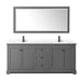 Wyndham Collection Avery 80 Inch Double Bathroom Vanity in Dark Gray, White Cultured Marble Countertop, Undermount Square Sinks