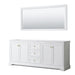 Wyndham Collection Avery 80 Inch Double Bathroom Vanity in White, No Countertop, No Sinks