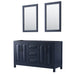 Wyndham Collection Daria 60 Inch Double Bathroom Vanity in Dark Blue, No Countertop, No Sink