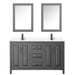 Wyndham Collection Daria 60 Inch Double Bathroom Vanity in Dark Gray, Carrara Cultured Marble Countertop, Undermount Square Sinks