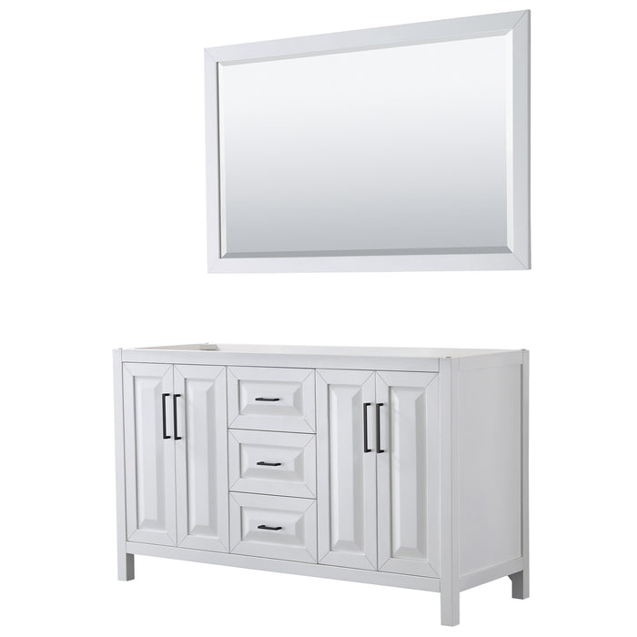 Wyndham Collection Daria 60 Inch Double Bathroom Vanity in White, No Countertop, No Sink