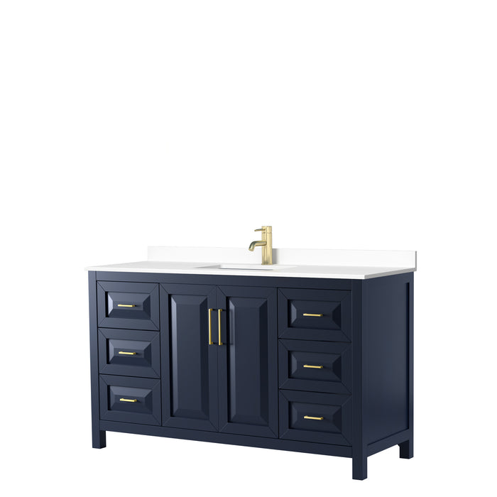 Wyndham Collection Daria 60 Inch Single Bathroom Vanity in Dark Blue, Undermount Square Sink