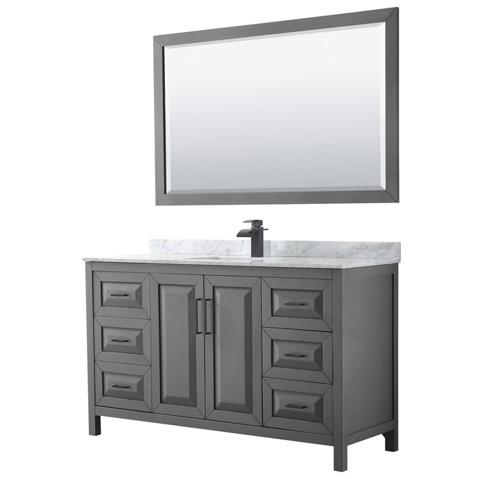 Wyndham Collection Daria 60 Inch Single Bathroom Vanity in Dark Gray, Undermount Square Sink