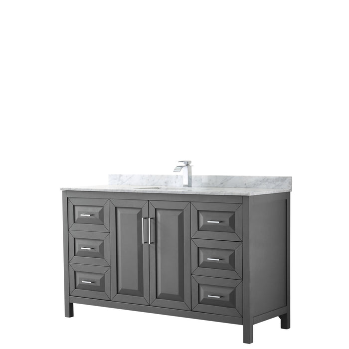 Wyndham Collection Daria 60 Inch Single Bathroom Vanity in Dark Gray, Undermount Square Sink