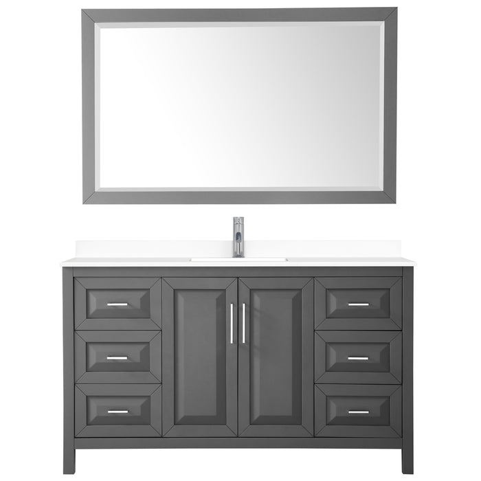 Wyndham Collection Daria 60 Inch Single Bathroom Vanity in Dark Gray, Undermount Square Sink