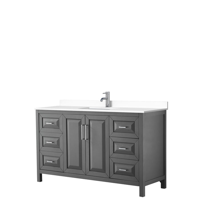 Wyndham Collection Daria 60 Inch Single Bathroom Vanity in Dark Gray, Undermount Square Sink