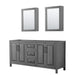 Wyndham Collection Daria 72 Inch Double Bathroom Vanity in Dark Gray, No Countertop, No Sink