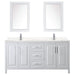 Wyndham Collection Daria 72 Inch Double Bathroom Vanity in White, Carrara Cultured Marble Countertop, Undermount Square Sinks