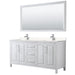 Wyndham Collection Daria 72 Inch Double Bathroom Vanity in White, Carrara Cultured Marble Countertop, Undermount Square Sinks