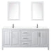 Wyndham Collection Daria 80 Inch Double Bathroom Vanity in White, White Cultured Marble Countertop, Undermount Square Sinks, 24 Inch Mirrors