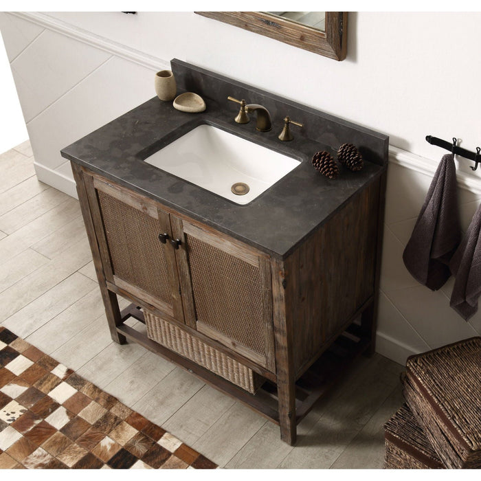 Legion Furniture 36" Solid Wood Sink Vanity With Moon Stone Top-No Faucet WH5136-BR