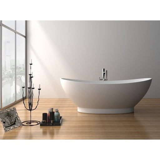 Legion Furniture 70.7" White Matt Solid Surface Tub - No Faucet WJ8620-W