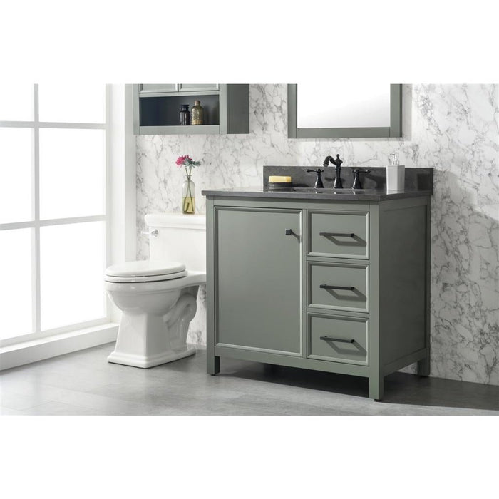 Legion Furniture 36" Pewter Green Finish Sink Vanity Cabinet With Blue Lime Stone Top WLF2136-PG