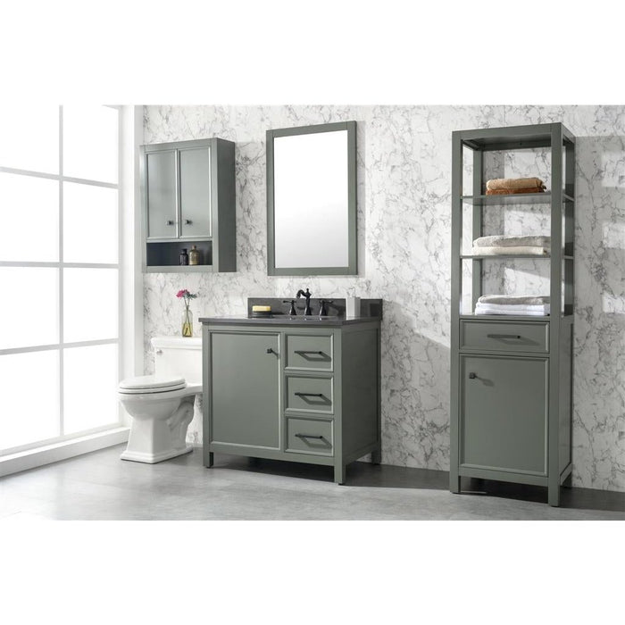 Legion Furniture 36" Pewter Green Finish Sink Vanity Cabinet With Blue Lime Stone Top WLF2136-PG