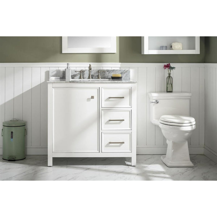 Legion Furniture 36" White Finish Sink Vanity Cabinet With Carrara White Top WLF2136-W