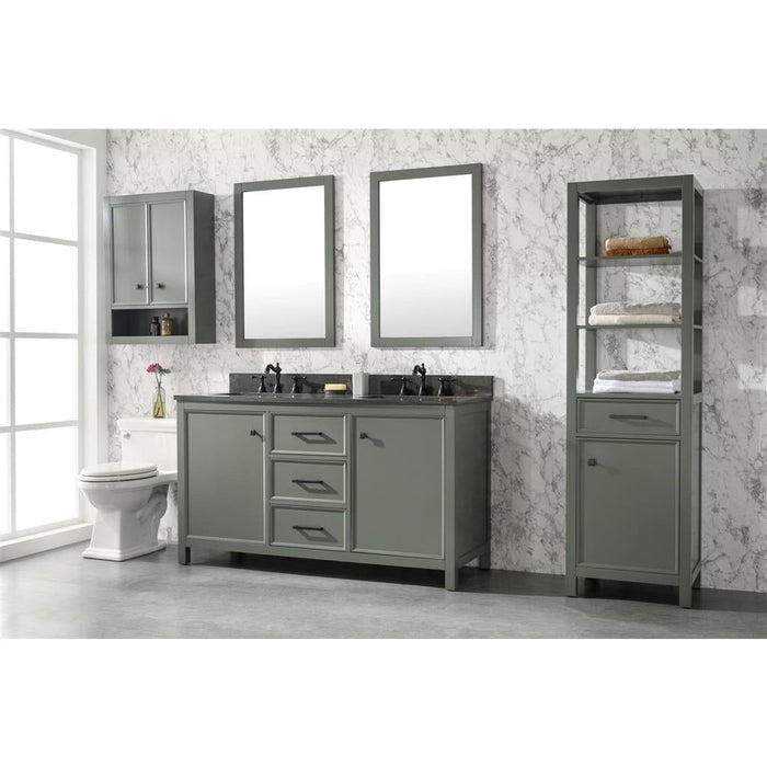 Legion Furniture 60" Pewter Green Finish Double Sink Vanity Cabinet With Blue Lime Stone Top WLF2160D-PG