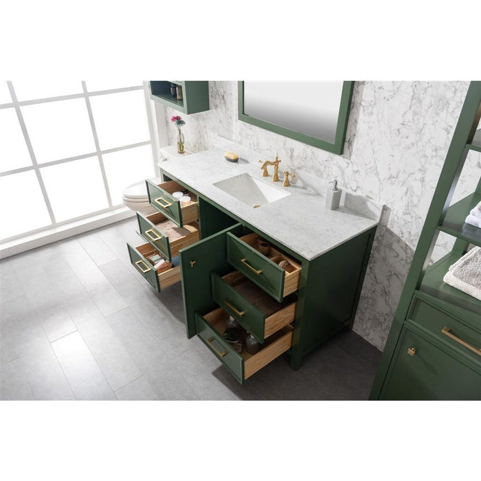 Legion Furniture 60"" Vogue Green Finish Single Sink Vanity Cabinet With Carrara White Top WLF2160S-VG