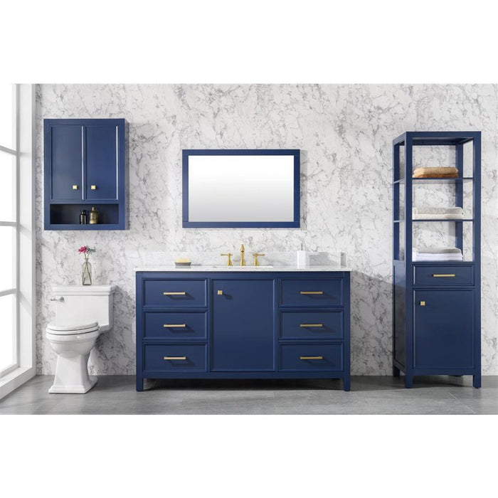 Legion Furniture 60" Blue Finish Single Sink Vanity Cabinet With Carrara White Top WLF2160S-B