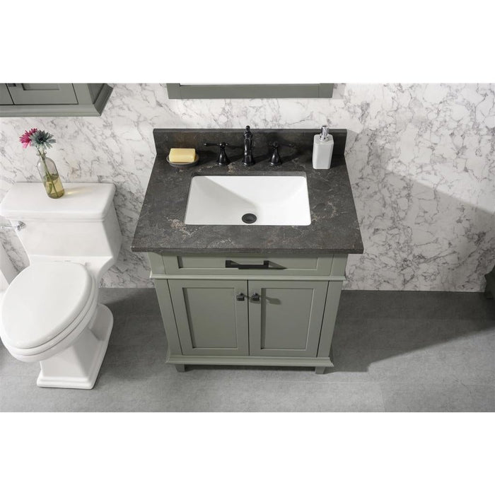 Legion Furniture 30" Pewter Green Finish Sink Vanity Cabinet With Blue Lime Stone Top WLF2230-PG