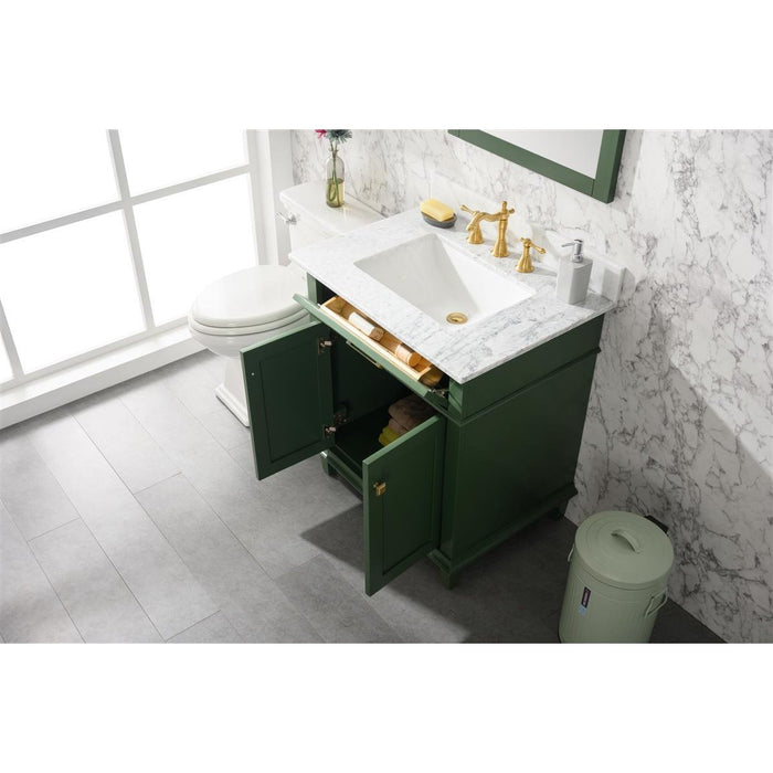 Legion Furniture 30" Vogue Green Finish Sink Vanity Cabinet With Carrara White Top WLF2230-VG