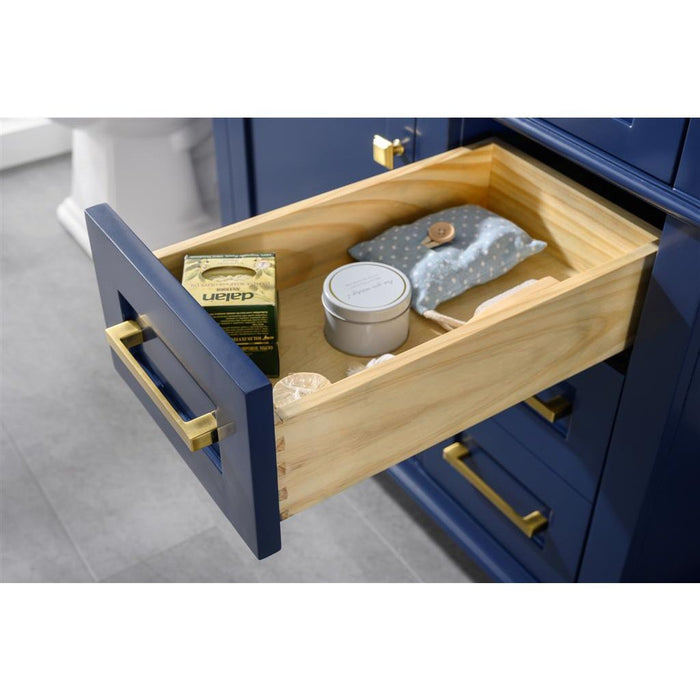 Legion Furniture 36" Blue Finish Sink Vanity Cabinet With Carrara White Top WLF2236-B