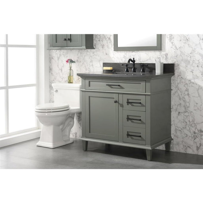 Legion Furniture 36" Pewter Green Finish Sink Vanity Cabinet With Blue Lime Stone Top WLF2236-PG