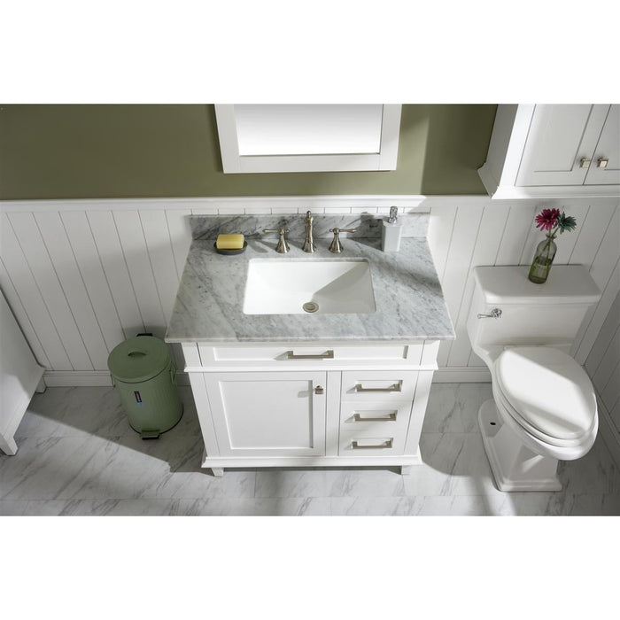 Legion Furniture 36" White Finish Sink Vanity Cabinet With Carrara White Top WLF2236-W