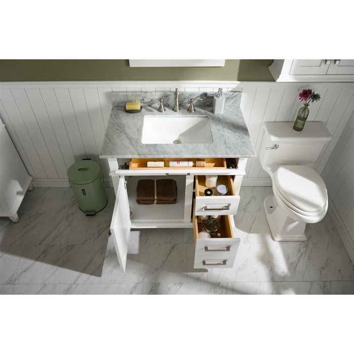 Legion Furniture 36" White Finish Sink Vanity Cabinet With Carrara White Top WLF2236-W