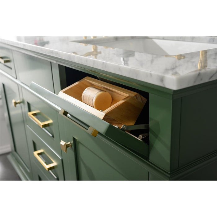 Legion Furniture 54" Vogue Green Finish Double Sink Vanity Cabinet With Carrara White Top WLF2254-VG