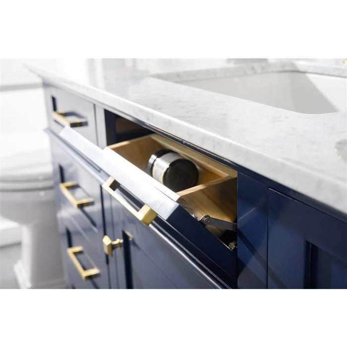 Legion Furniture 60" Blue Finish Single Sink Vanity Cabinet With Carrara White Top WLF2260S-B