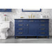 Legion Furniture 60" Blue Finish Single Sink Vanity Cabinet With Carrara White Top WLF2260S-B