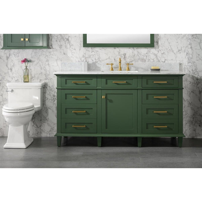 Legion Furniture 60" Vogue Green Finish Single Sink Vanity Cabinet With Carrara White Top WLF2260S-VG