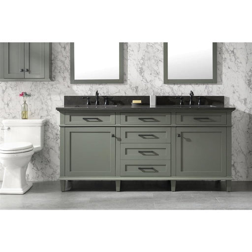 Legion Furniture 72" Pewter Green Double Single Sink Vanity Cabinet With Blue Lime Stone Top WLF2272-PG