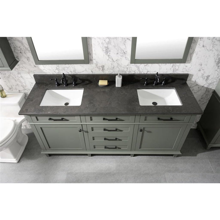 Legion Furniture 72" Pewter Green Double Single Sink Vanity Cabinet With Blue Lime Stone Top WLF2272-PG