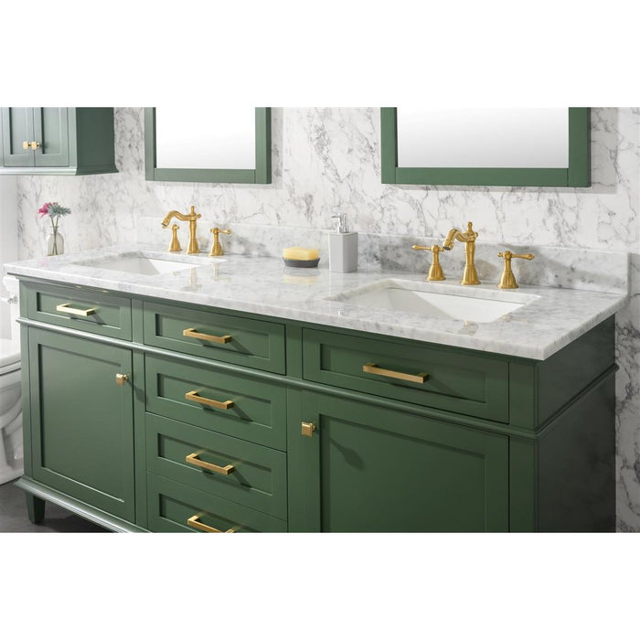 Legion Furniture 72" Vogue Green Double Single Sink Vanity Cabinet With Carrara White Top WLF2272-VG