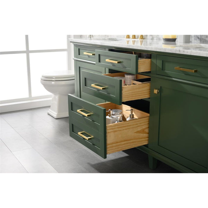 Legion Furniture 72" Vogue Green Double Single Sink Vanity Cabinet With Carrara White Top WLF2272-VG