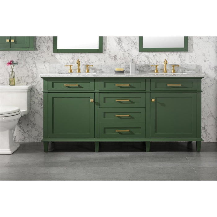 Legion Furniture 72" Vogue Green Double Single Sink Vanity Cabinet With Carrara White Top WLF2272-VG