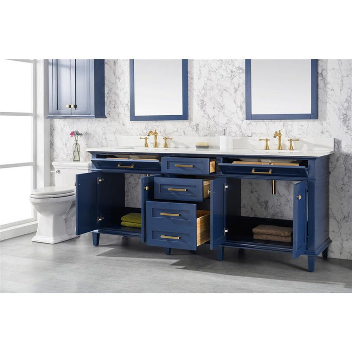 Legion Furniture 80" Blue Double Sink Vanity Cabinet With Carrara White Quartz Top Wlf2280-Cw-Qz WLF2280-B
