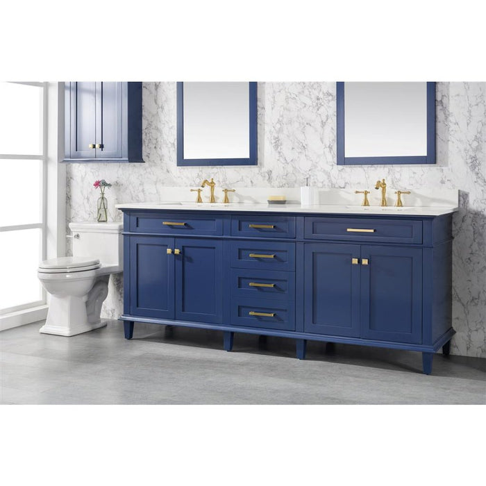 Legion Furniture 80" Blue Double Sink Vanity Cabinet With Carrara White Quartz Top Wlf2280-Cw-Qz WLF2280-B
