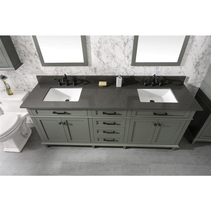 Legion Furniture 80" Pewter Green Double Single Sink Vanity Cabinet With Blue Lime Stone Quartz Top Wlf2280-Bs-Qz WLF2280-PG