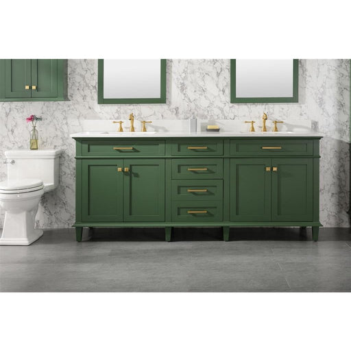 Legion Furniture 80" Vogue Green Double Single Sink Vanity Cabinet With Carrara White Quartz Top Wlf2280-Cw-Qz WLF2280-VG