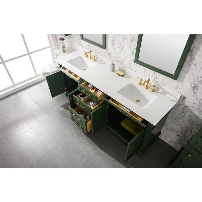 Legion Furniture 80" Vogue Green Double Single Sink Vanity Cabinet With Carrara White Quartz Top Wlf2280-Cw-Qz WLF2280-VG