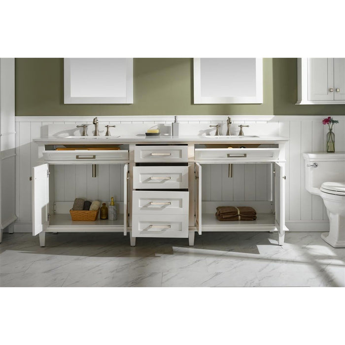 Legion Furniture 80" White Double Single Sink Vanity Cabinet With Carrara White Quartz Top Wlf2280-Cw-Qz WLF2280-W