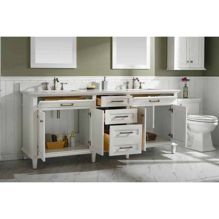 Legion Furniture 80" White Double Single Sink Vanity Cabinet With Carrara White Quartz Top Wlf2280-Cw-Qz WLF2280-W