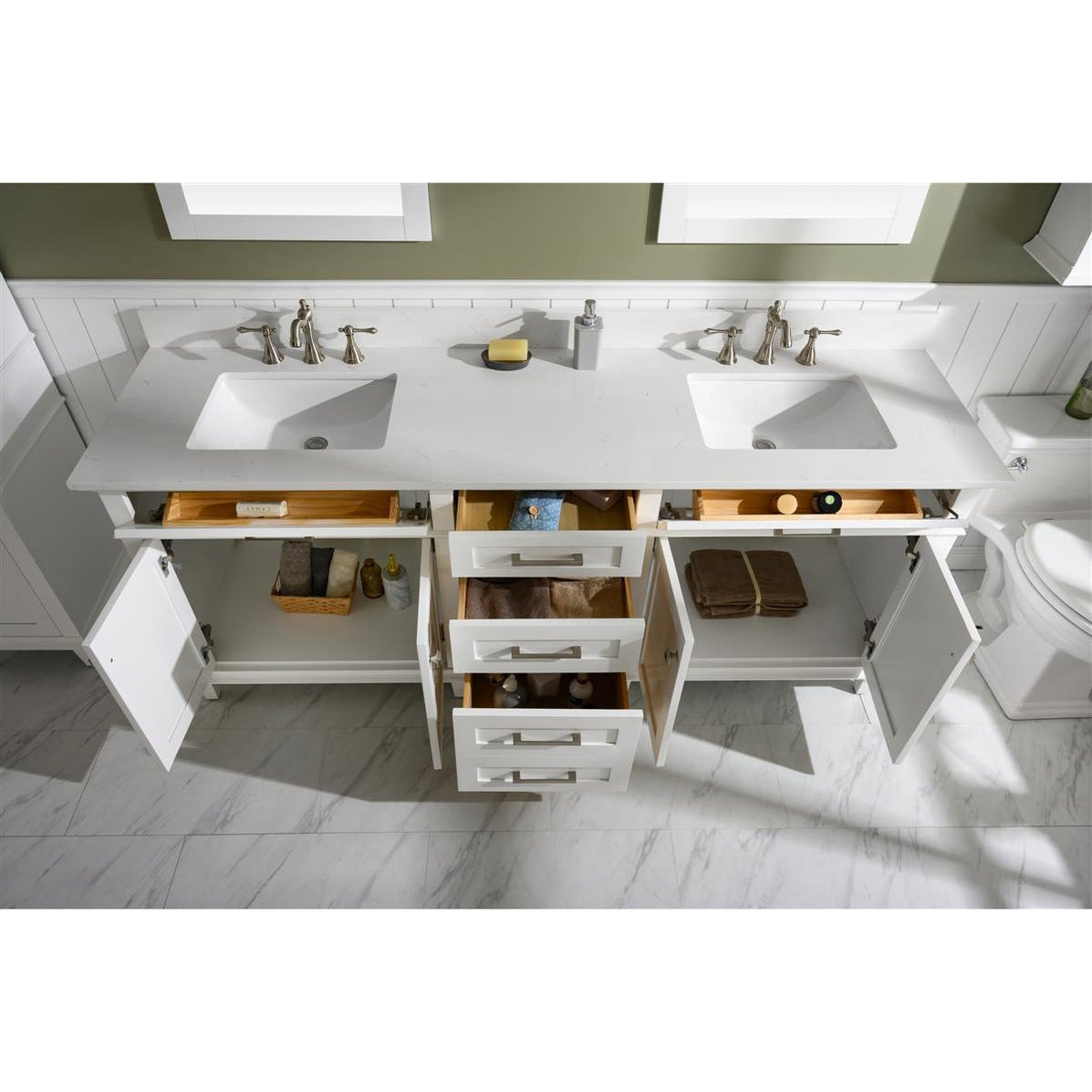 Legion Furniture 80" White Double Single Sink Vanity With Carr