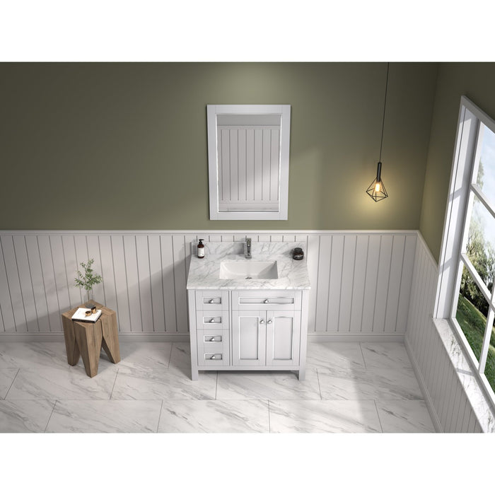 Legion Furniture 36" White Finish Sink Vanity Cabinet With Carrara White Top WV2236-W