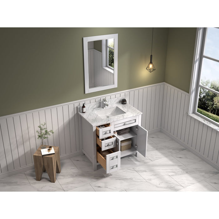 Legion Furniture 36" White Finish Sink Vanity Cabinet With Carrara White Top WV2236-W